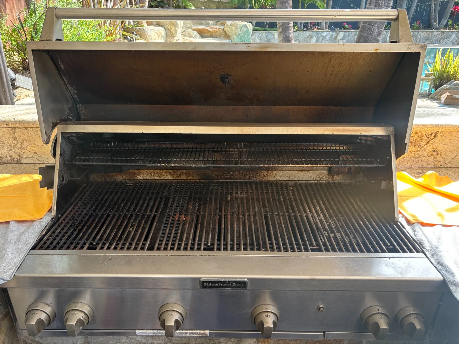 Dirty KitchenAid grill before cleaning